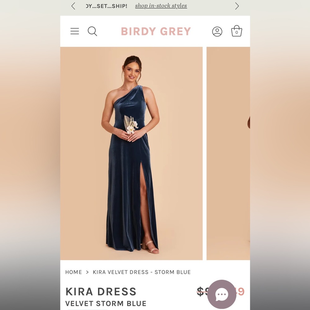 Birdy Grey One Shoulder Velvet Storm Blue Dress